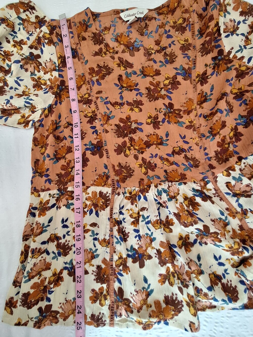 NWOT Coldwater Creek Rust Floral Peasant Blouse - Picture 3 of 7